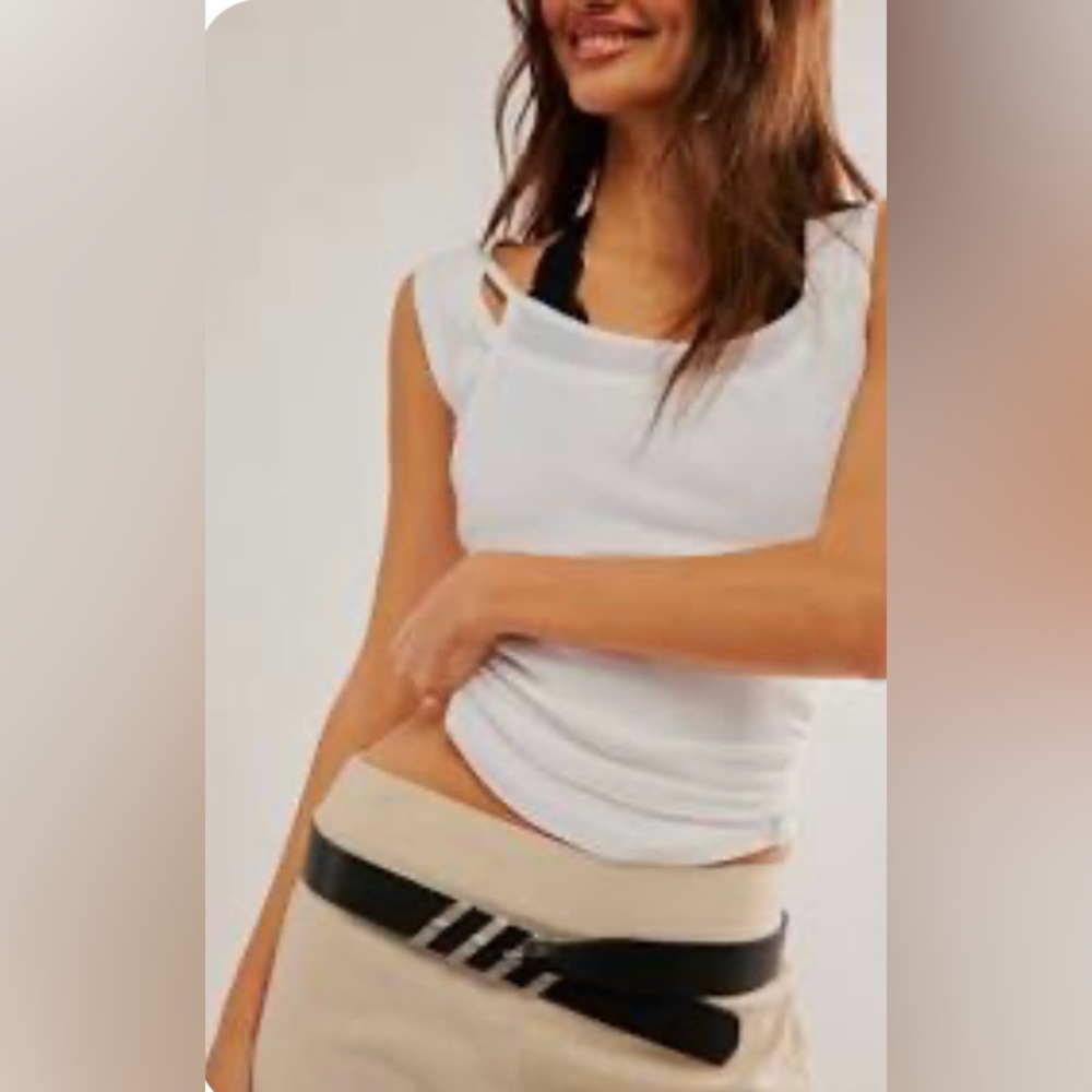 Free People Leather Juno Hip Belt. Black/Silver New, New!!